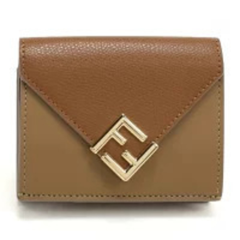 Fendi Tri fold Wallet Coin Purse Compact Brown